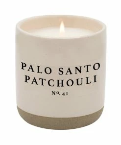 Sweet Water Decor CANDLES + REEDS Palo Santo Patchouli Soy Candle - Cream Stoneware Jar - 12 Oz