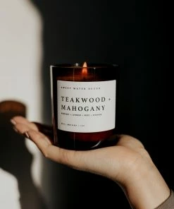 Sweet Water Decor Teakwood And Mahogany Soy Candle - Amber Jar - 11 Oz CANDLES + REEDS