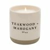 Sweet Water Decor Teakwood And Mahogany Soy Candle - Cream Stoneware Jar - 12 Oz