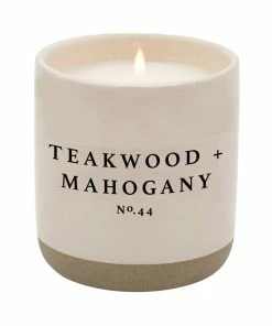 Sweet Water Decor Teakwood And Mahogany Soy Candle - Cream Stoneware Jar - 12 Oz