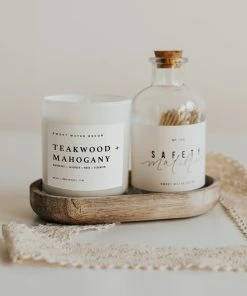 Sweet Water Decor Teakwood And Mahogany Soy Candle - White Jar - 11 Oz