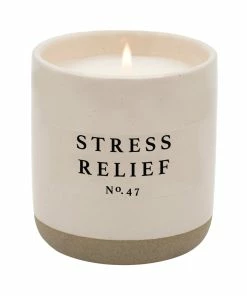 Sweet Water Decor Stress Relief Soy Candle - Cream Stoneware Jar - 12 Oz CANDLES + REEDS