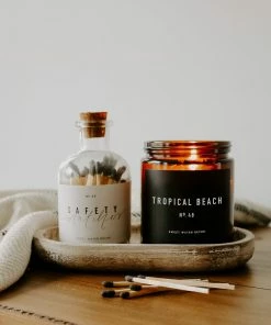 Sweet Water Decor CANDLES + REEDS Tropical Beach Soy Candle - Amber Jar - 9 Oz