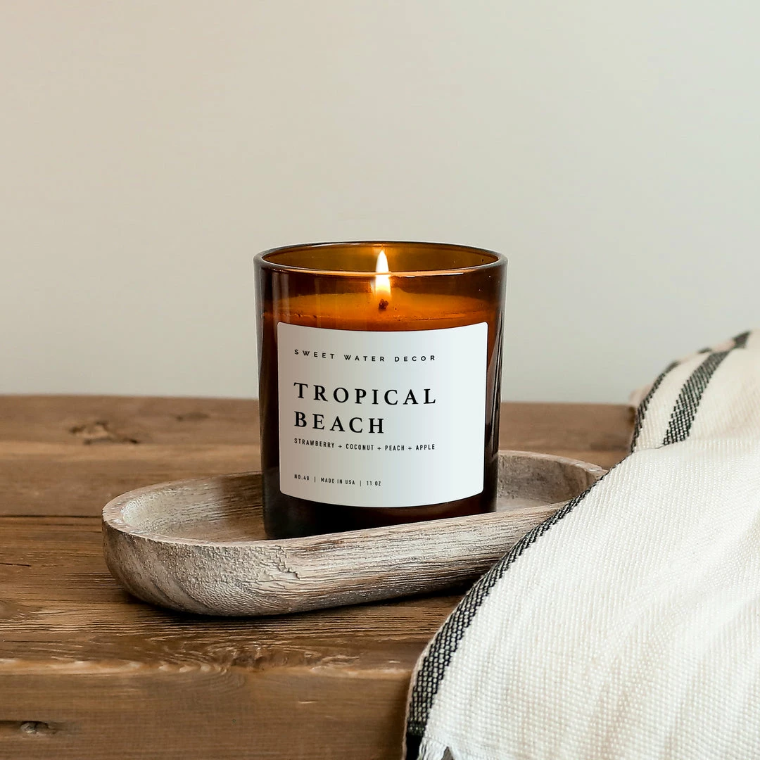 Best deal π₯ Sweet Water Decor Tropical Beach Soy Candle - Amber Jar - 11 Oz CANDLES + REEDS π€© 4 Sweet Water Decor Tropical Beach Soy Candle - Amber Jar - 11 Oz CANDLES + REEDS