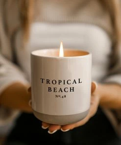 Sweet Water Decor Tropical Beach Soy Candle - Cream Stoneware Jar - 12 Oz CANDLES + REEDS
