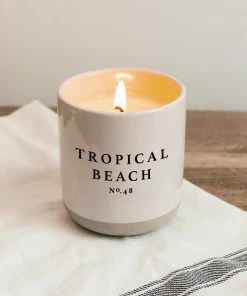 Sweet Water Decor Tropical Beach Soy Candle - Cream Stoneware Jar - 12 Oz CANDLES + REEDS
