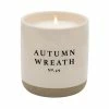 Sweet Water Decor Autumn Wreath Soy Candle - Cream Stoneware Jar - 12 Oz