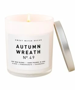 Sweet Water Decor CANDLES + REEDS Autumn Wreath Soy Candle - White Jar - 11 Oz