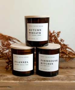 Sweet Water Decor Autumn Wreath Soy Candle - Amber Jar - 11 Oz CANDLES + REEDS