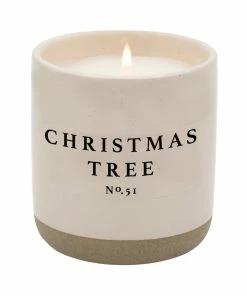 Sweet Water Decor CANDLES + REEDS Christmas Tree Soy Candle - Cream Stoneware Jar - 12 Oz