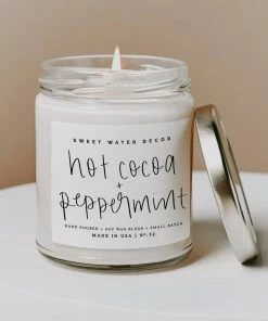 Sweet Water Decor Hot Cocoa And Peppermint Soy Candle - Clear Jar - 9 Oz