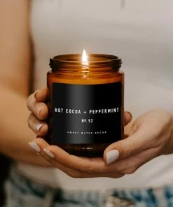 Sweet Water Decor Hot Cocoa And Peppermint Soy Candle - Amber Jar - 9 Oz