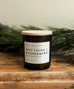 Sweet Water Decor Hot Cocoa And Peppermint Soy Candle - Amber Jar - 11 Oz CANDLES + REEDS