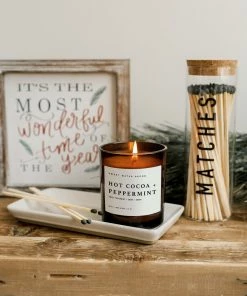 Sweet Water Decor Hot Cocoa And Peppermint Soy Candle - Amber Jar - 11 Oz CANDLES + REEDS