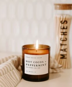Sweet Water Decor Hot Cocoa And Peppermint Soy Candle - Amber Jar - 11 Oz CANDLES + REEDS
