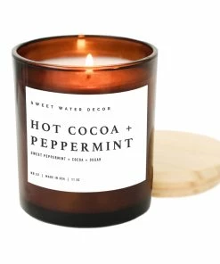 Sweet Water Decor Hot Cocoa And Peppermint Soy Candle - Amber Jar - 11 Oz CANDLES + REEDS