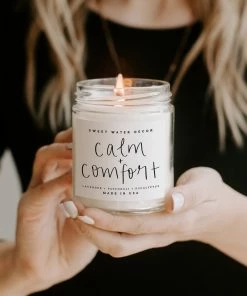 Sweet Water Decor CANDLES + REEDS Calm And Comfort Soy Candle - Clear Jar - 9 Oz