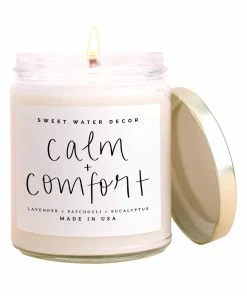 Sweet Water Decor CANDLES + REEDS Calm And Comfort Soy Candle - Clear Jar - 9 Oz