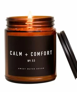 Sweet Water Decor CANDLES + REEDS Calm And Comfort Soy Candle - Amber Jar - 9 Oz
