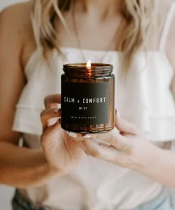 Sweet Water Decor CANDLES + REEDS Calm And Comfort Soy Candle - Amber Jar - 9 Oz