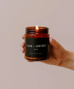 Sweet Water Decor CANDLES + REEDS Calm And Comfort Soy Candle - Amber Jar - 9 Oz