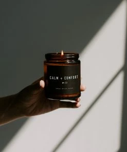Sweet Water Decor CANDLES + REEDS Calm And Comfort Soy Candle - Amber Jar - 9 Oz