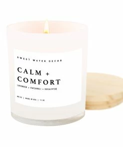Sweet Water Decor Calm And Comfort Soy Candle - White Jar - 11 Oz CANDLES + REEDS