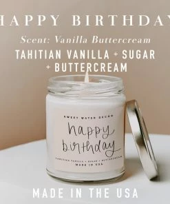 Sweet Water Decor CANDLES + REEDS Happy Birthday Soy Candle - Clear Jar - 9 Oz