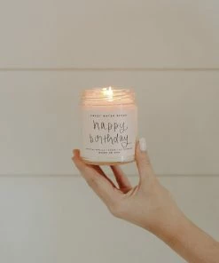Sweet Water Decor CANDLES + REEDS Happy Birthday Soy Candle - Clear Jar - 9 Oz