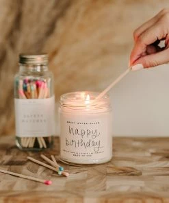 Sweet Water Decor CANDLES + REEDS Happy Birthday Soy Candle - Clear Jar - 9 Oz