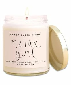 Sweet Water Decor CANDLES + REEDS Relax, Girl Soy Candle - Clear Jar - 9 Oz