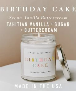 Sweet Water Decor CANDLES + REEDS Birthday Cake Soy Candle - Clear Jar - 9 Oz