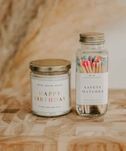 Sweet Water Decor CANDLES + REEDS Happy Birthday Soy Candle - Clear Jar - 9 Oz