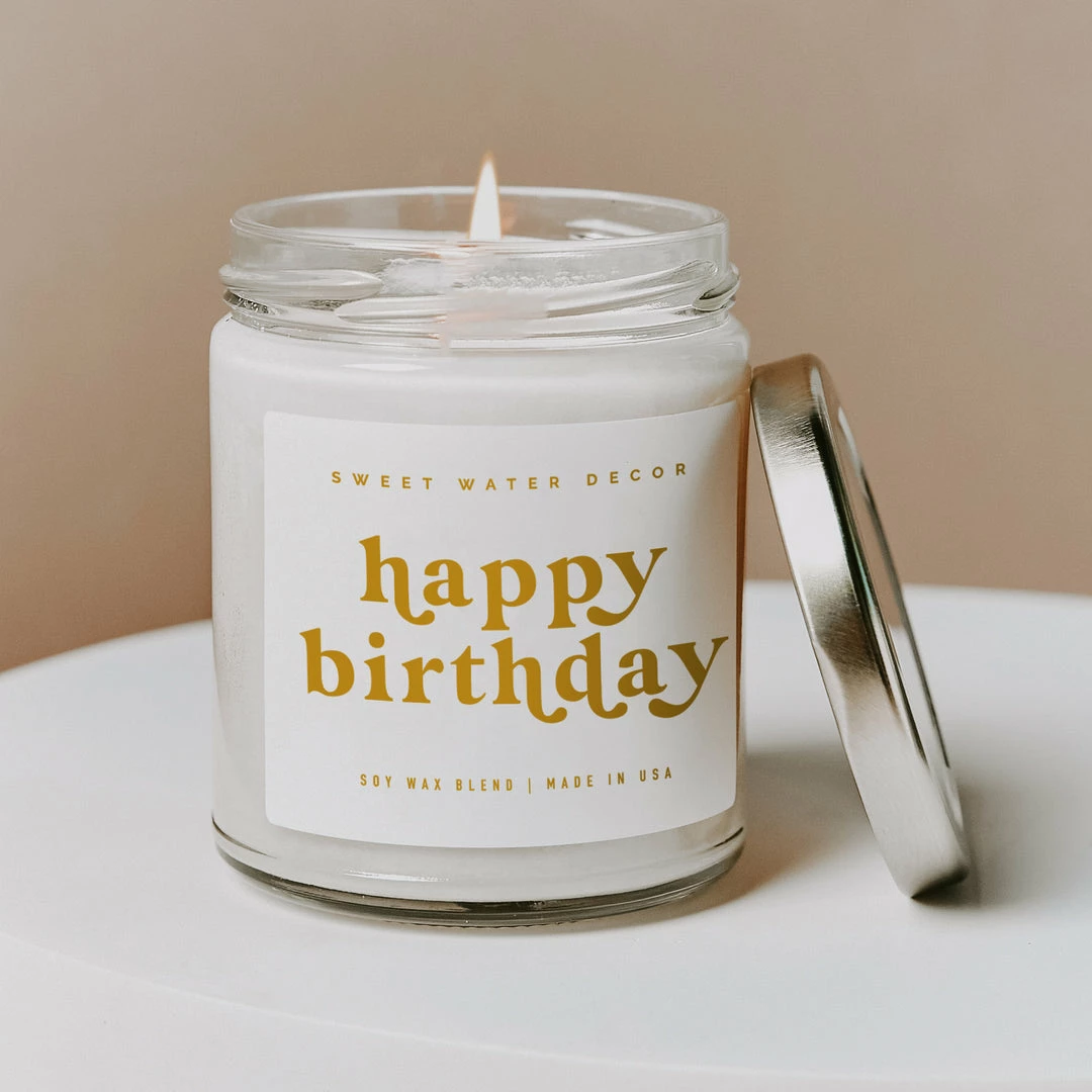 Flash Sale β Sweet Water Decor Happy π₯³ Birthday Soy Candle - Clear Jar - 9 Oz 𧨠3 Sweet Water Decor Happy Birthday Soy Candle - Clear Jar - 9 Oz