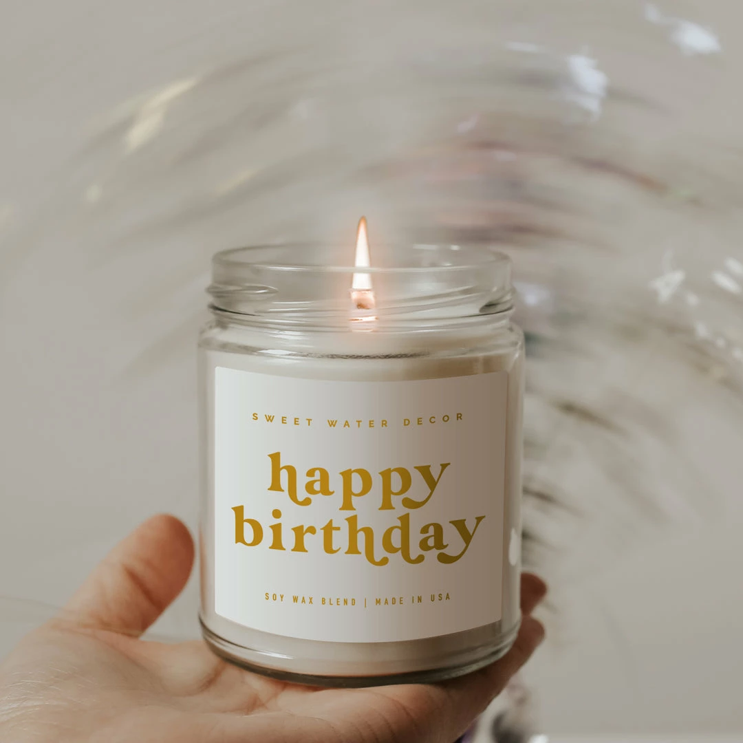 Flash Sale β Sweet Water Decor Happy π₯³ Birthday Soy Candle - Clear Jar - 9 Oz 𧨠2 Sweet Water Decor Happy Birthday Soy Candle - Clear Jar - 9 Oz