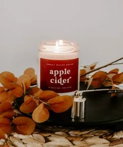 Sweet Water Decor CANDLES + REEDS Apple Cider Soy Candle - Clear Jar - 9 Oz