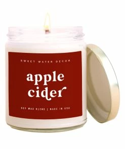 Sweet Water Decor CANDLES + REEDS Apple Cider Soy Candle - Clear Jar - 9 Oz