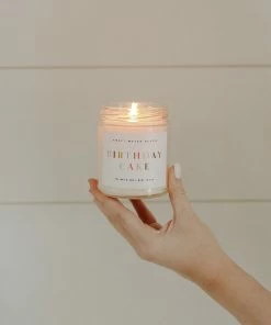 Sweet Water Decor CANDLES + REEDS Birthday Cake Soy Candle - Clear Jar - 9 Oz