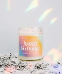 Sweet Water Decor CANDLES + REEDS Happy Birthday Soy Candle - Clear Jar - 9 Oz