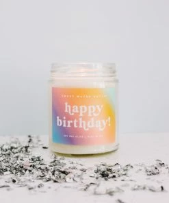 Sweet Water Decor CANDLES + REEDS Happy Birthday Soy Candle - Clear Jar - 9 Oz