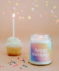 Sweet Water Decor CANDLES + REEDS Happy Birthday Soy Candle - Clear Jar - 9 Oz