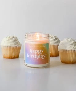 Sweet Water Decor CANDLES + REEDS Happy Birthday Soy Candle - Clear Jar - 9 Oz