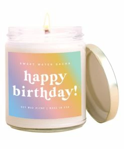 Sweet Water Decor CANDLES + REEDS Happy Birthday Soy Candle - Clear Jar - 9 Oz