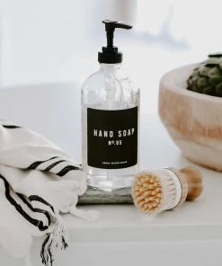 Sweet Water Decor 16oz Clear Glass Hand Soap Dispenser - Black Label SOAP DISPENSERS