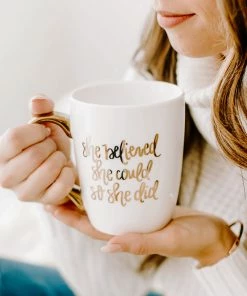 Sweet Water Decor HOME + KITCHEN She Believed She Could So She Did Gold Coffee Mug