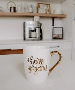 Sweet Water Decor HOME + KITCHEN Hello Gorgeous Gold Coffee Mug