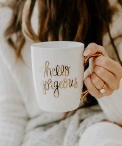 Sweet Water Decor HOME + KITCHEN Hello Gorgeous Gold Coffee Mug