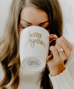 Sweet Water Decor HOME + KITCHEN Hello Gorgeous Gold Coffee Mug