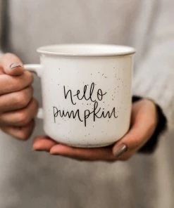 Sweet Water Decor Hello Pumpkin Rustic Campfire Coffee Mug HOME + KITCHEN