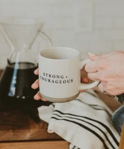 Sweet Water Decor Strong And Courageous Stoneware Coffee Mug HOME + KITCHEN